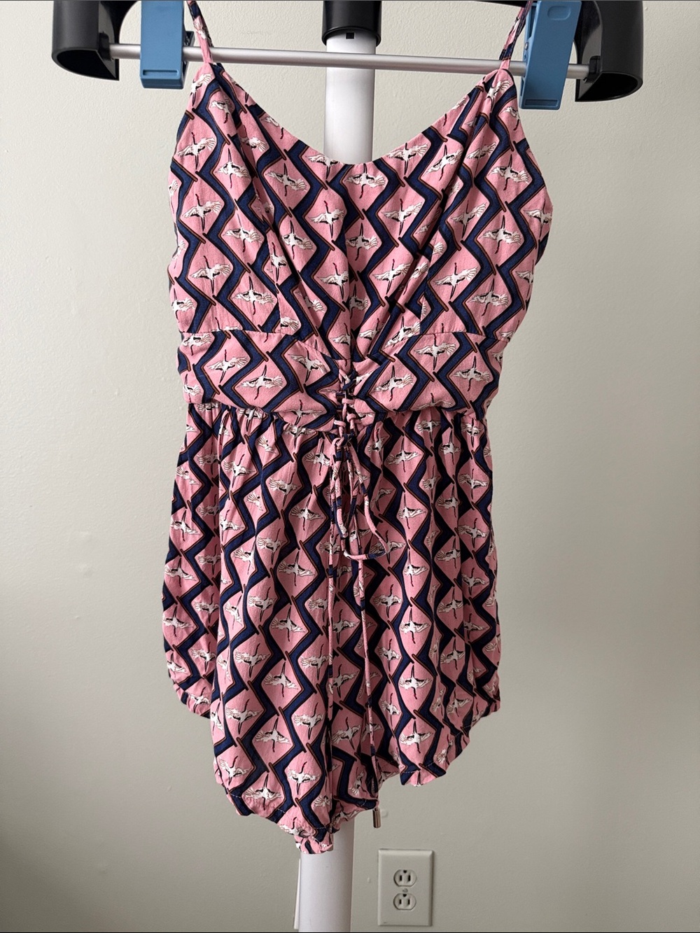 Millau Pink and Navy Geometric Printed Romper